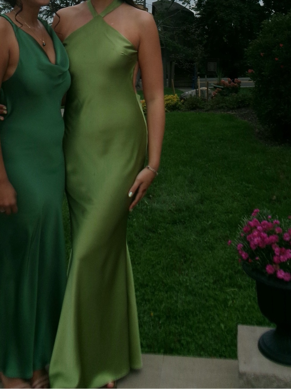 Satin Halter Backless Dress in Green